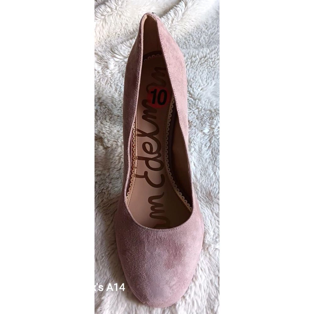 Sam Edelman Block Heels 10M Pink Business Casual Pumps Round Toe Suede